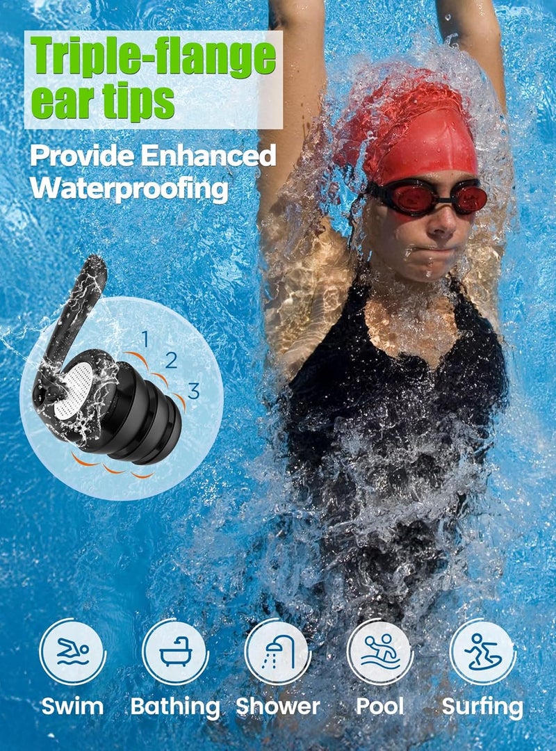 VIGOROAD Swimming Ear Plugs, 2 Pairs Waterproof Reusable Silicone Earplugs with Cord & Case for Swimming, Shower, Bathing, Surfing, Pool and Water Sports, Comfortable Fit for Adults, Teens & Kids 9+ - Image 3